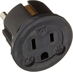 VCT Electronics VP11B Grounded Europe Adapter - USA To Europe Heavy Duty Adaptor Plug German Schuko