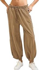 Tanming Womens Baggy Sweatpants Barrel Leg Trousers Elastic Waisted Drawstring Lounge Joggers Pants