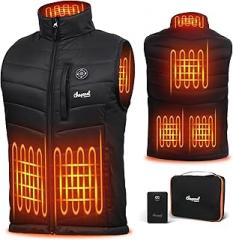 CHAPAREL Mens Heated Vest with Battery Pack Included, 7.4V Rechargeable Electric Heating Vest with Power Bank or Hiking, Skiing, Golfing (14400mAh, Black, 3XL)