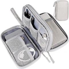Electronics Accessories Bag, Universal Electronics Accessories Organizer Case, Waterproof Portable Cable Organizer Bag, Travel Gear Carry Bag for Cord, Charger, Flash Drive, Phone, SD Card, Gray