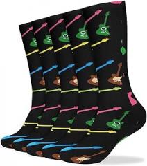 FOSKERV Soft Versatile Crew Socks 5 Pairs, Women's Stretch Breathable Casual Athletic Long Socks