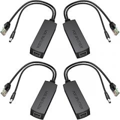 4-Pack PoE Splitter 12V 1.2A, Active PoE to 2.1mm DC - IEEE 802.3af/at Compliant, Up to 328ft Power Over Ethernet, Crafted with Premium USA Chipset & Opto-Isolator: for Non-PoE IP Cameras(13.5W)