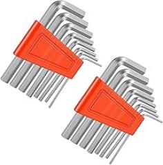 TIESOME 14 PCS Metric Hex Key Set, Steel L-Shaped Metric Allen Wrench with Key Ring Chrome Vanadium for Furniture Bike and Electronics Repair, Silver and Orange