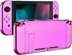 eXtremeRate DIY Replacement Shell Buttons for Nintendo Switch, Back Plate for Switch Console, Housing with Full Set Buttons for Joycon Handheld Controller - Chrome Pink [No Electronics Parts]