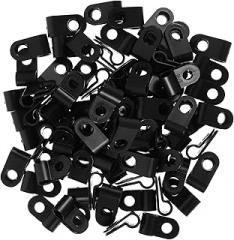 GLEAVI 200pcs Nylon R-Type Cable Clips for Ethernet and Rope Light Management Mounting for Indoor Outdoor Use Easy Installation Black Color