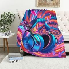 Music Themed Blanket for Girls and Women, Soft Flannel Singer Throw Blanket, Cute Fuzzy Blanket Gift for Music Lovers, Cozy Couch Sofa Bed Decor for Kids, Teens, and Adults 40