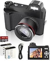 Mini HD Digital Camera 4K Video 48MP Photo with Manual Focus Vintage Design and Leather Texture for Vlogging Travel Sports and Life Recording