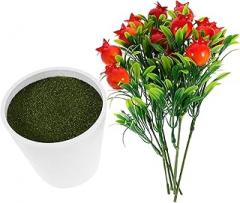 Milisten Artificial Pomegranate Branch and Faux Fruit Bonsai Ornament, Realistic Desktop Potted Simulation Fruit Plant for Home Kitchen Wedding Decoration