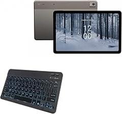 BoxWave Keyboard Compatible with Nokia T21 - SlimKeys Bluetooth Keyboard - with Backlight, Portable Slim LED 7 Colors - Jet Black
