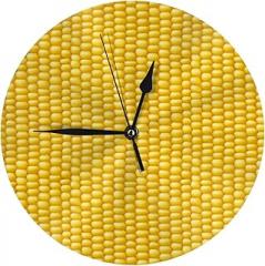 Corn Cob Background Silent Electronic PVC Wall Clock，Dual-Use with Stand for Home Office