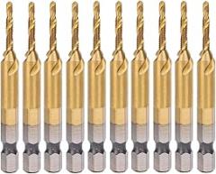 10 PCS M3 Hex Shank HSS Spiral Taps with TiN Coating, 2.5 mm Drill Composite Threading Tools for Stainless Steel Automotive Repairs and Electronic Enclosures