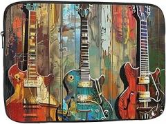 Guitar Art Print Laptop Bag for Men Women Shockproof Laptop Bag for Travel Office School Black 12 Inch
