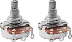 Musiclily Metric Full Size 500K Pots Split Knurled Long 18mm Shaft Linear Taper Guitar Potentiometers for Stratocaster and Telecaster Electric Guitar Bass Parts(Pack of 2)