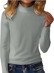 Mock Neck Tops for Women Long Sleeve Fitted Cozy Basic Shirts Dressy Casual Lightweight Work Warm Blouse Undershirt