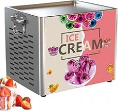 Commercial Single Square Pan Ice Cream Machine, Stainless Steel Yogurt Roll Ice Cream Machine, Fry Ice Cream Roll Machine