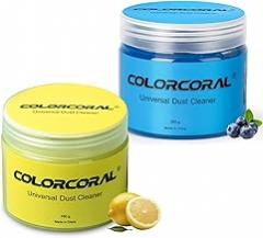 COLORCORAL 320g Cleaning Gel for Office Products Cleaning,Keyboard Cleaner Dust Clean Gel for Car Interior Cleaning,Car Putty Reusable Slime goo for Vehicle Vents,Laptop(Navy Blue, Yellow)