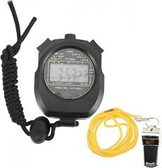 Digital Sports Stopwatch and Stainless Steel Whistle Set, Waterproof Electronic Timer for Referees and Coaches, Multifunctional Timing Device for Swimming, Running, and Soccer