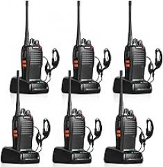 pxton 777S Rechargeable walkie talkies Long Range for Adults with Earpieces and Li-ion Battery,Two Way radios has VOX/TOT/Emergency Alarm/Battery Low Alert/Flashlight/Scan Function（6 Pack）