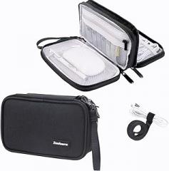Travel Tech Carrying Pouch - Portable Electronics Organizer Travel Case, Portable Tech Organizer, All-in-One Storage Bag for Charging Cable (Small, Black, Small)