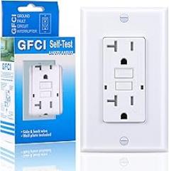 20 Amp GFCI Outlet, Tamper-Resistant GFI Receptacle with LED Indicator, Self-Test Ground Fault Circuit Interrupter, Decorator Wall Plates and Screws Included, UL Listed, White（1 Pack）