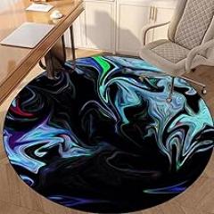 Drum Rug Gaming Office Chair Mat, Non-Slip, Office Chair Floor Protection Mat, Fabric Office Floor Mat, Floor Mat for Office Wooden Floor, Round Protection Mat-E||100CM