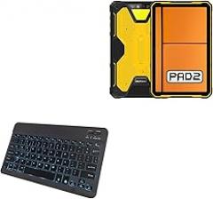 BoxWave Keyboard Compatible with Ulefone Armor Pad 2 - SlimKeys Bluetooth Keyboard - with Backlight, Portable Slim LED 7 Colors - Jet Black