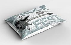 Ambesonne Rock Music Pillow Sham Set of 2, Grunge Color Splashed Brick Wall Background Electronic Guitar Mics Design, Quality Microfiber Bedding Item for All Seasons, 30