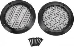 2pcs Black Round Speaker Grill Covers, Car Speaker Protector Mesh with 8 Screws, 125mm OD Iron and Aluminum Speaker Guard for Automotive Home Marine Audio Systems