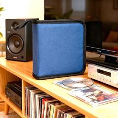 40 Capacity Car CD Case,Portable DVD Storage Bag Wallet Protective Storage Booklet Album Box for Home, Car,Travel,Office(Blue)