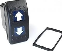 Advanced Electronics (YD#35) MOMENTARY Illuminated Rocker Switch (ON) Off(ON) UP Down Arrows DPDT 12v 20A Blue 7 pins