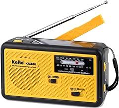 Kaito Voyager ECO Emergency Radio KA336 AM/FM NOAA Weather Alert 5-Way Powered Solar Crank Radio Receiver with LED Flashlight and USB Mobile Phone Charger Yellow