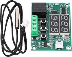 Double Display Digital Thermostat Module -50°C-110°C Electronic Thermostat Controller with Sensor Probe DC12V