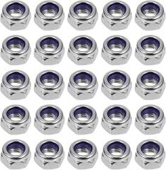 VALICLUD 100pcs M5 Nylon Lock Nuts Set, 8mm Width Threaded Hexagon Fasteners for Electronic Products and Lamps, Stainless Steel Thread Nuts for Industrial Use