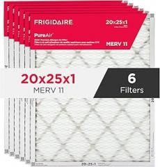 Frigidaire PureAir® 20x25x1 MERV 11 Prem Allergen Electrostatic Pleated Air Conditioner HVAC AC Furnace Filters - 6 Pack (exact dimensions 19.81 X 24.81 X 0.81)
