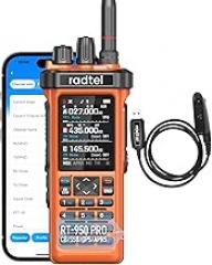 Radtel RT-950 PRO Ham Radio GPS/APRS, 10W Walkie Talkie Long Range Handheld Two Way Radio, SW/MW/LW RX, Bluetooth APP Programming, NOAA, Spectrum Analyzer,Orange(with Programming Cable)