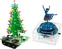 Gikfun DIY Soldering Combo: Audio Controlled 3D LED Christmas Tree & Rotating Ballet Girl Music Box - STEM Electronics Project Kits