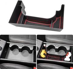 MARCHFA Center Console Organizer Tray for 2024 2025 2026 Hyundai Kona Accessories Armrest Box Tray Organizer for Kona 2024 Insert Secondary Storage Box (Red) Only fit Electronic Transmission