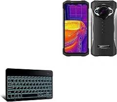 BoxWave Keyboard Compatible with Doogee S98 Pro - SlimKeys Bluetooth Keyboard - with Backlight, Portable Slim LED 7 Colors - Jet Black