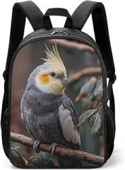 Cockatiel on The Branches Unisex Backpack Daypacks Large Capacity with Side Pocket Laptop Bag for Travel
