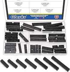 Glarks 35pcs 20/24/26/30/34/40/50 Pin 2.54mm Pitch Dual Row Straight Box Header Kit, 7 Sizes IDC Socket Connector, IDC Box Headers, Dual Pin Box Headers for PCB Electronic Equipment Projects