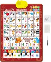English and Spanish Talking Wall Chart for Kids, Electronic Interactive Alphabet Wall Chart Talking ABC and Numbers, Early Learning Educational Alphabet Poster for Boys Girls Child