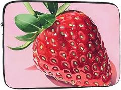 Strawberry Pattern Laptop Sleeve Case for Women Men Shockproof Travel Office School, black, 10 inch