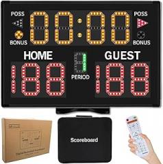 Electronic Basketball Scoreboard with Buzzer, Digital Scoreboard with Remote,Portable Score Keeper Battery Powered Score Board for Sports Games