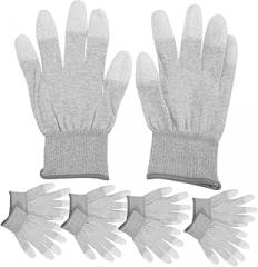 5 Pairs Static Protective Gloves Non Slip PU Coated Fingertip Electrical Gloves for Electronics Assembly Manufacturing Repair with Ergonomic Lightweight Design