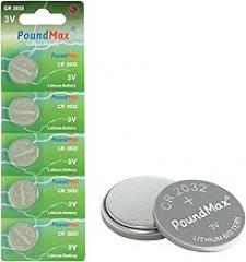 PoundMax CR2032 Lithium Coin Cell Battery, Compatible with AirTag, 3V Long-Lasting Reliable Power for Watches, Calculators, Electronic Toys - Leak-Proof BR2032 DL2032 EA2032 ECR2032 KCR2032 (5 Pack)