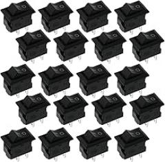 20-Pack Modern Light Switch AC 3A/250V 6A/125V 2-Pin I/O SPST Snap-in Mini Rocker Switch for Electronic Projectors & Home Repairs