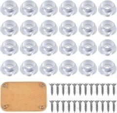 24pcs Rubber Feet for Cutting Board, Anti-Slip Rubber Feet Bumpers with Stainless Steel Screws Small Round Cutting Board Pads for Furniture Electronics Home Kitchen Appliances (Transparent)