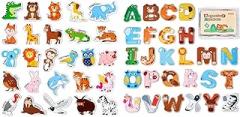 JoyCat Wooden Magnets for Kids – 26 Cute A-Z Animals Fridge Magnets for Toddlers + Fridge Large Size Colorful ABC Magnetic Letters 26 Uppercase Letters Educational Toy Set