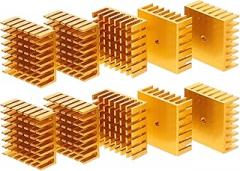 10pcs Aluminum Heat Sink Cooling Module for Ic CPU Gpu Chips 28x28x11mm Gold Thermal Radiator Block for Laptop and Electronics Cooling