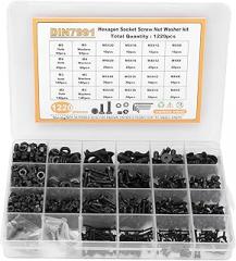 1220Pcs S Nut Wa Assortment, M2 M3 M4 M5 Flat Head Hex Socket Carbon Steel Fas Kit, Strength Fas Set with Storag for Macry, Electronics, Household Appliances